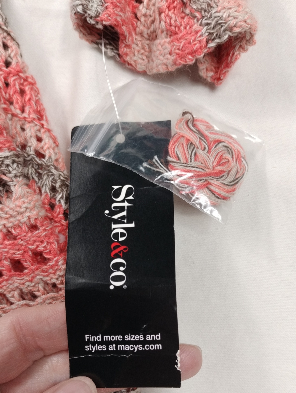 Style & Co. Open Front Crochet Cardigan Sweater - Orange and Gray Size XS - Picture 4 of 10